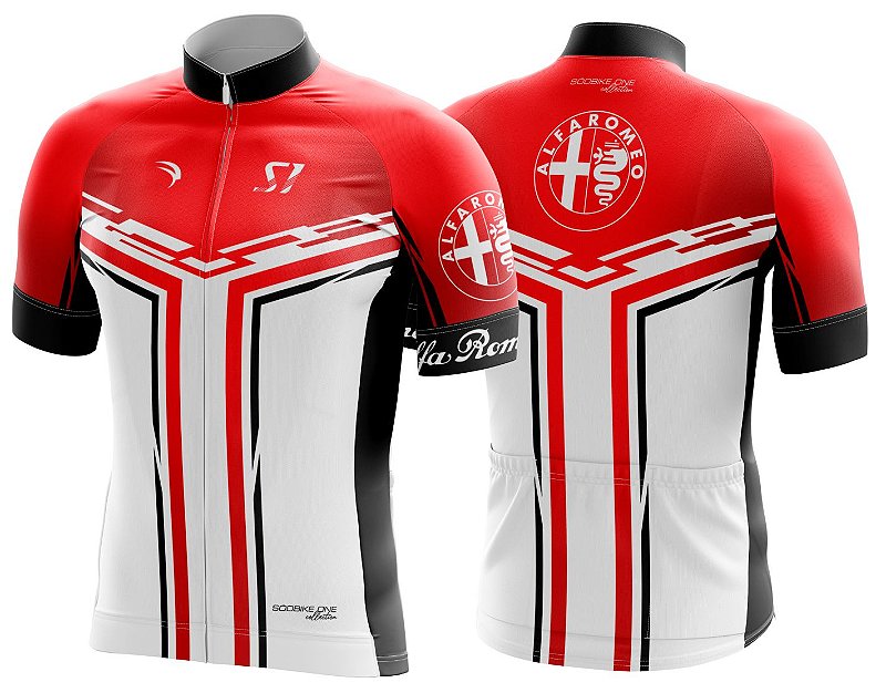 CAMISA CICLISMO ALFA ROMEO MASCULINA SÓDBIKE, PROTEÇÃO SOLAR 20, ZIPER FULL