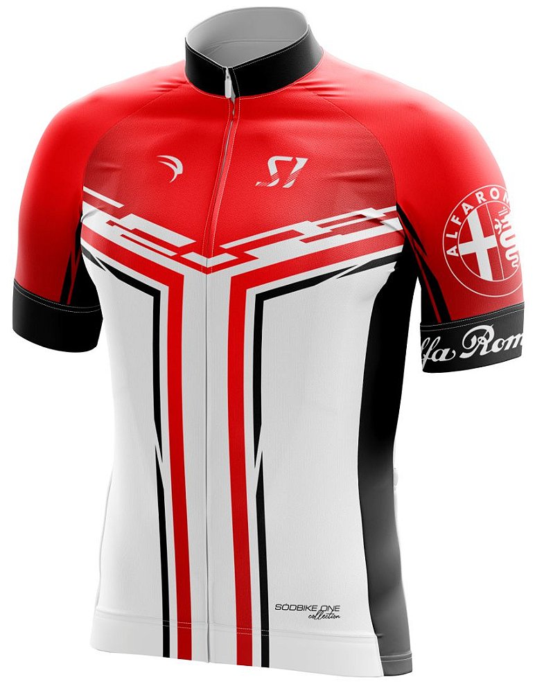 CAMISA CICLISMO ALFA ROMEO MASCULINA SÓDBIKE, PROTEÇÃO SOLAR 20, ZIPER FULL