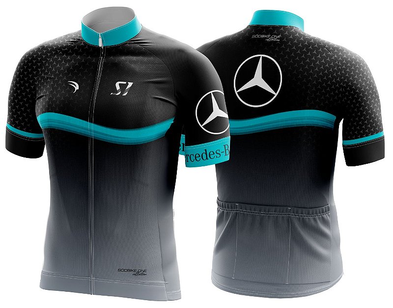 CAMISA CICLISMO MERCEDES MASCULINA SÓDBIKE, PROTEÇÃO SOLAR 20, ZIPER FULL