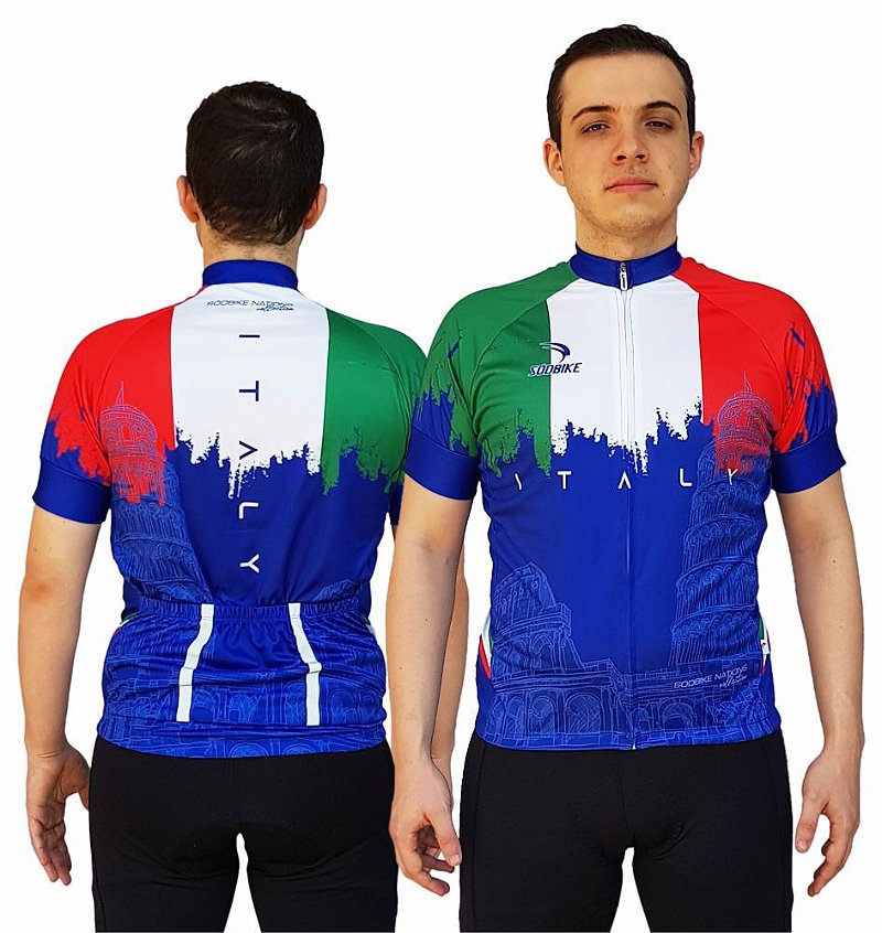 CAMISA CICLISMO MASCULINA ITÁLIA SÓDBIKE, PROTEÇÃO SOLAR 20, ZIPER FULL