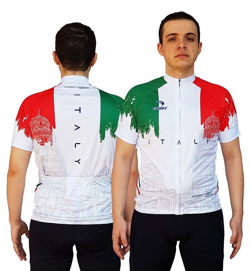 CAMISA CICLISMO MASCULINA ITÁLIA SÓDBIKE, PROTEÇÃO SOLAR 20, ZIPER FULL