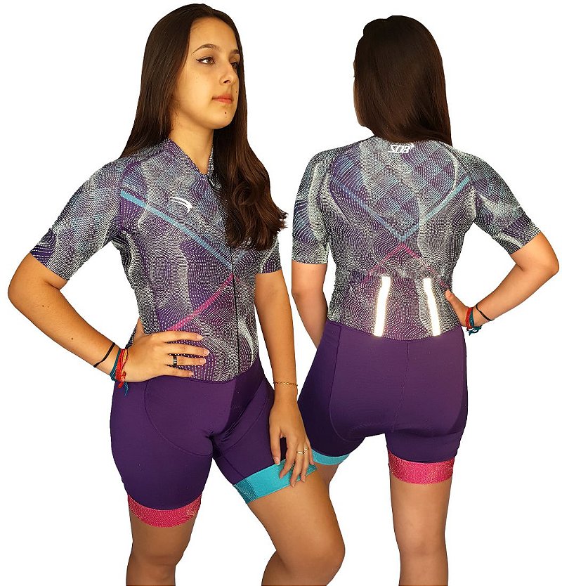 MACAQUINHO CICLISMO FEMININO SÓDBIKE, FORRO GEL E ESPUMA MISTO, TECIDO REFLETIVO