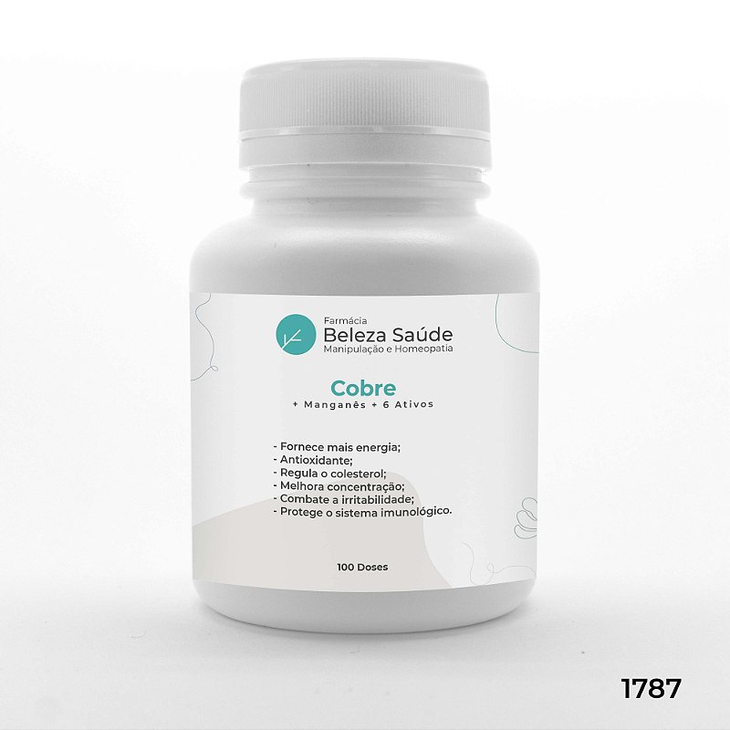 Cobre + Manganês + 6 Ativos - Fórmula para Energia Muscular - 100 doses