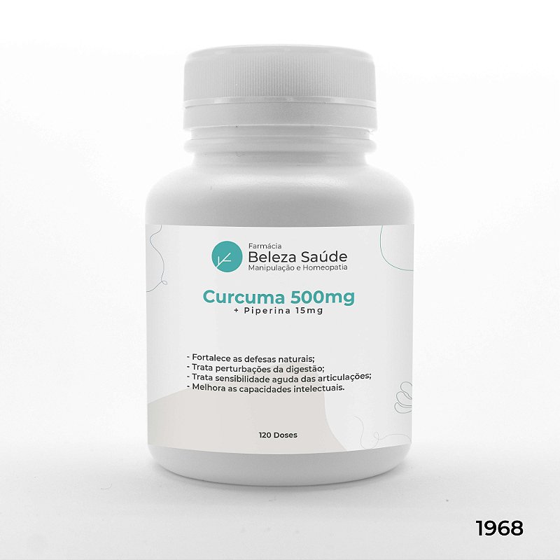 Curcuma 500mg + Piperina 15mg Saúde Física e Mental - 120 doses
