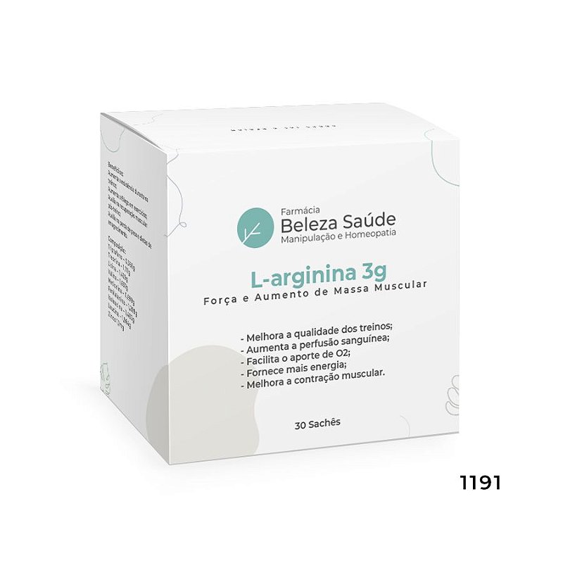 L-arginina 3gr Força e Aumento de Massa Muscular - 30 doses