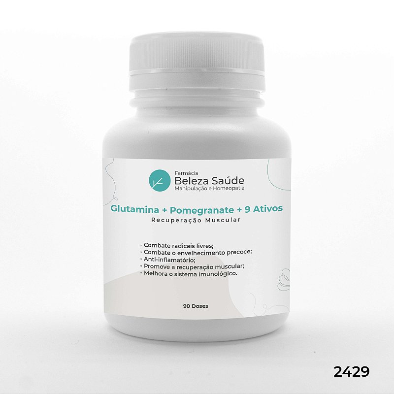 Glutamina + Pomegranate + 9 Ativos - Recuperação Muscular - 60 doses