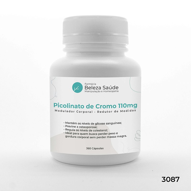 Picolinato de Cromo 110mcg : Modulador Corporal Redutor de Medidas - 360 Cápsulas
