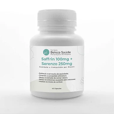 Saffrin 100mg + Serenzo 250mg  - Combate Compulsão por Doces - 45 Cápsulas