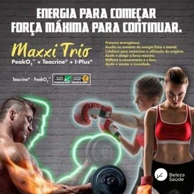 Teacrine + Peak O2+ I-plus : Maxxi Trio Pré-Treino - Resistência, Força, Energia - 90 Cápsulas