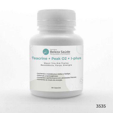 Teacrine + Peak O2+ I-plus : Maxxi Trio Pré-Treino - Resistência, Força, Energia - 90 Cápsulas