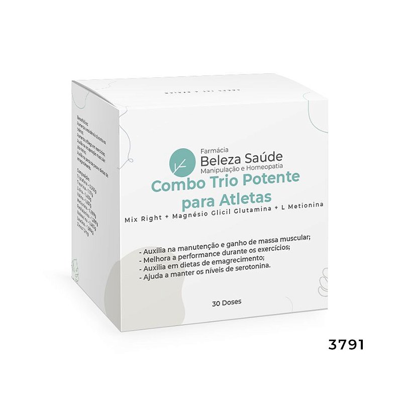 Mix Right + Magnésio Glicil Glutamina + L Metionina : Combo Trio Potente para Atletas - 30 Doses