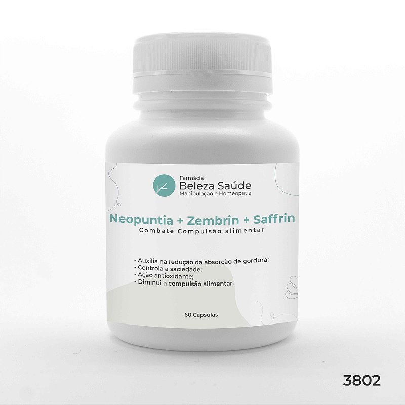 Neopuntia + Zembrin + Saffrin - Combate Compulsão alimentar - 60 Doses