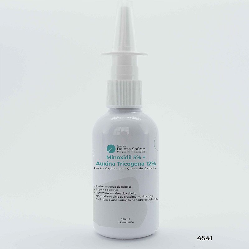 Minoxidil 5% + Auxina Tricogena 12% : Loção Capilar para Queda de Cabelos Calvície - 150ml