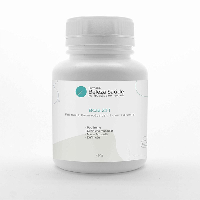 Bcaa 2:1:1 - Fórmula Farmacêutica : Pote com 480g  Sabor Laranja