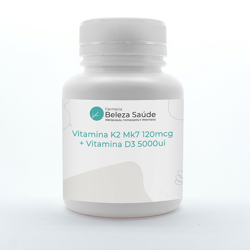 Vitamina K2 Mk7 120mcg + Vitamina D3 5000ui : 120 Cápsulas