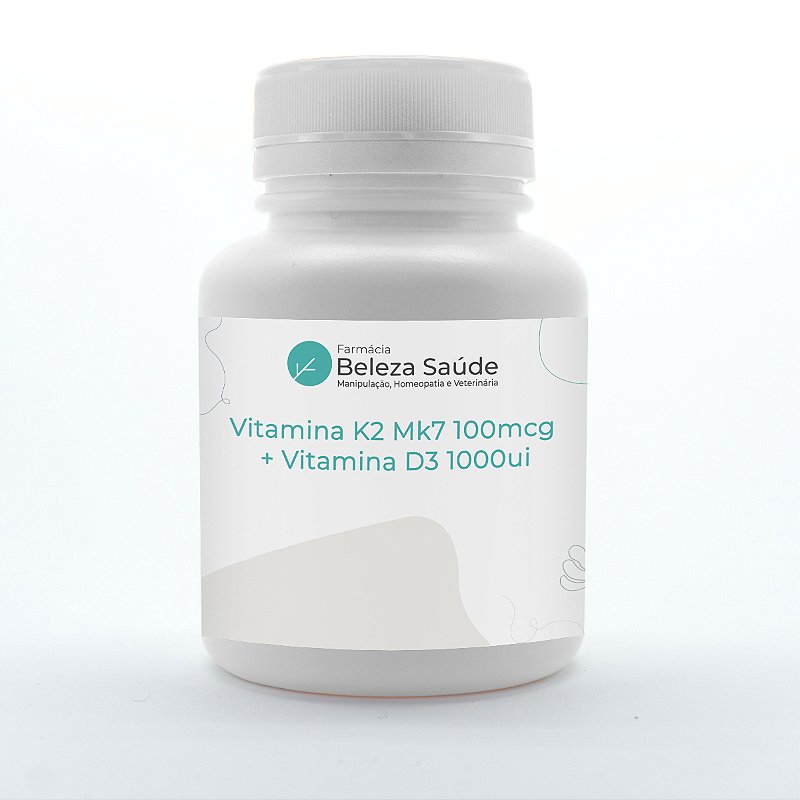 Vitamina K2 Mk7 100mcg + Vitamina D3 1000ui : 180 Cápsulas