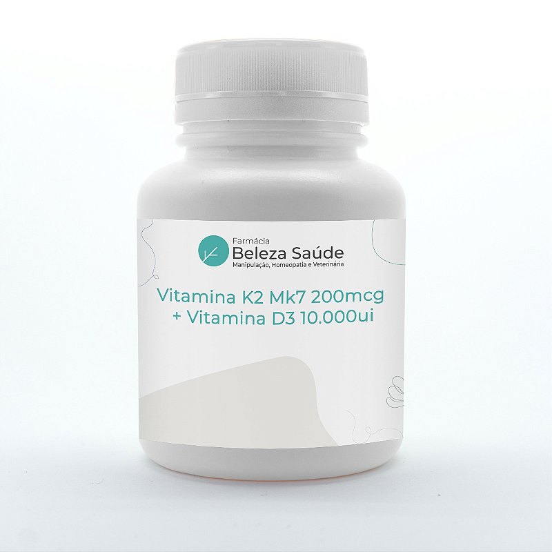 Vitamina K2 Mk7 200mcg + Vitamina D3 10.000ui : 60 Cápsulas