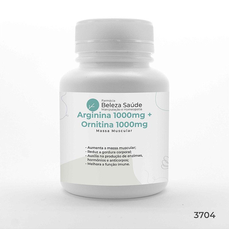 Arginina 1000mg  + Ornitina 1000mg Massa Muscular