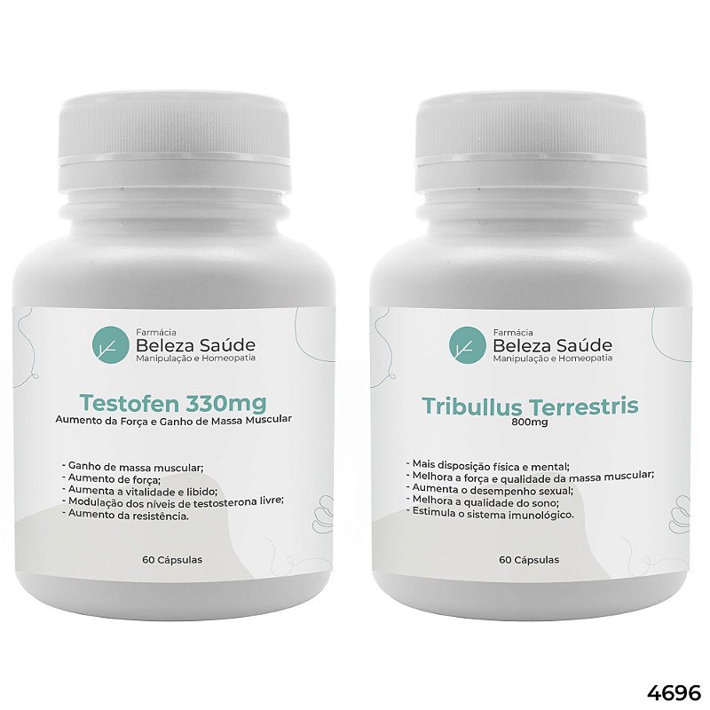 Testofen 330mg 60 Cápsulas + Tribullus Terrestris 800mg 60 Cápsulas : 2 Suplementos - Libido, Afrodisíaco, Estimulante