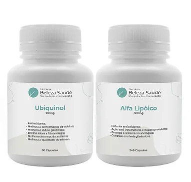Alfa Lipóico 300mg 240 Cápsulas + Ubiquinol 100mg 60 Cápsulas : 2 Produtos para Saúde Mental e da Pele