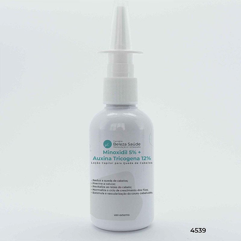 Minoxidil 5% + Auxina Tricogena 12% : Loção Capilar para Queda de Cabelos Calvície