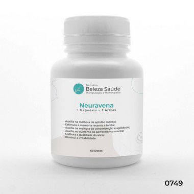 Neuravena + Magnésio + 3 Ativos - Concentração e Memória - 60 doses