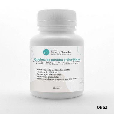 Chá Verde + Goji Berry + Faseolamina + Biotina + Picolinato De Cromo + Magnésio + Zinco : Composto Natural Queimador de Gordura e Diurético - 90 doses