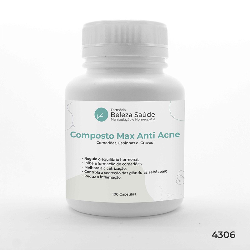 Composto Max Anti Acne, Comedões, Espinha, Cravo : 100 Caps