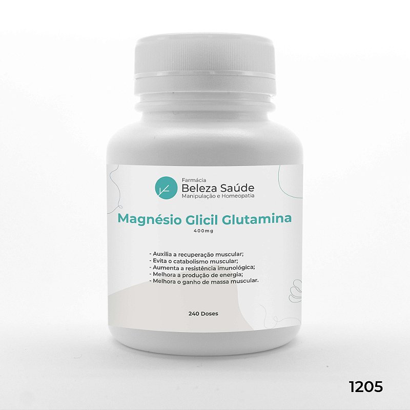Magnésio Glicil Glutamina 400mg - Energia e Resistência - 240 doses