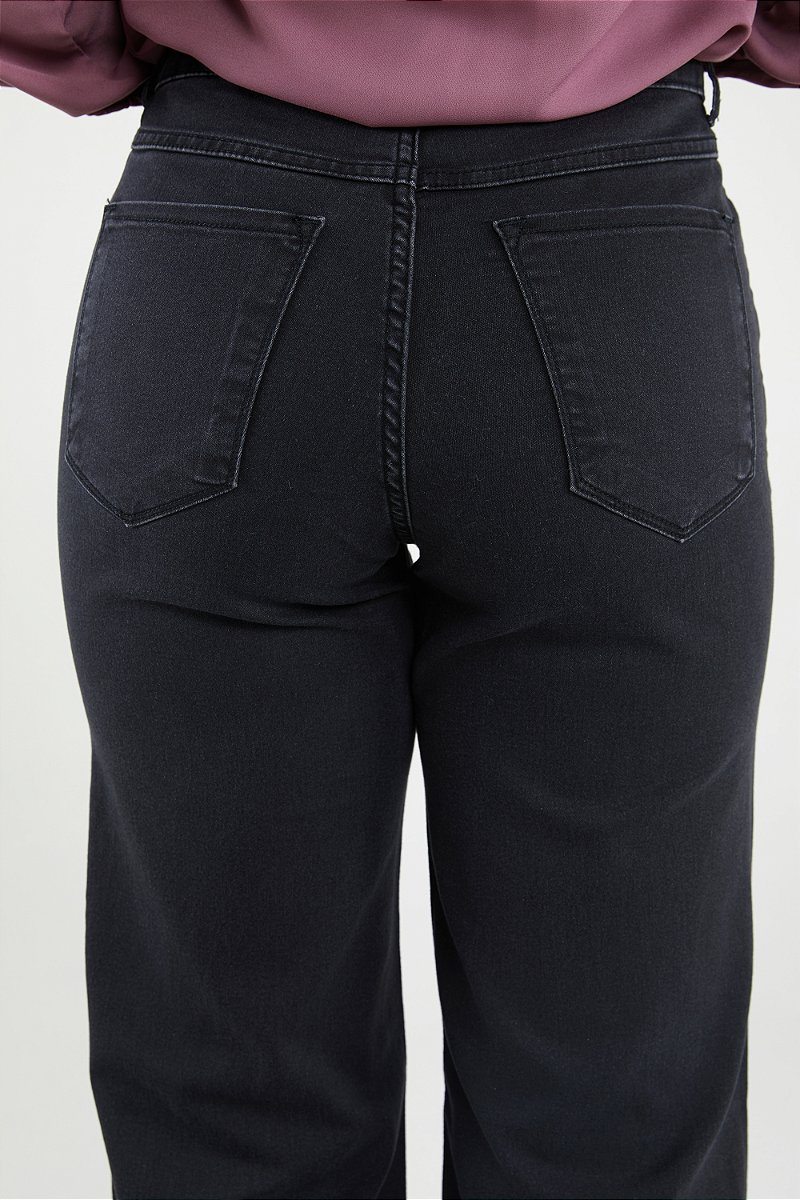 Calça Wide Leg Jeans Preta Estonada - Florença
