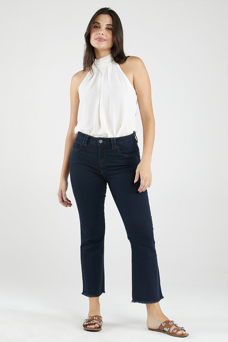 Calça Jeans Pantacourt Black and Blue - Liverpool