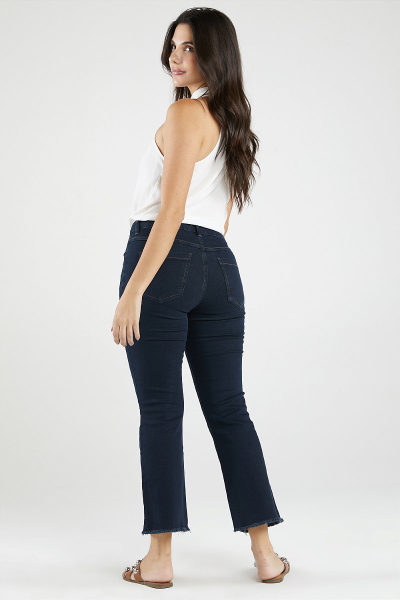Calça Jeans Pantacourt Black and Blue - Liverpool