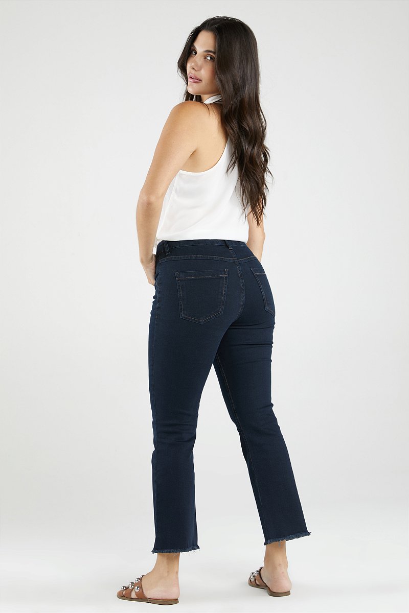 Calça Jeans Pantacourt Black and Blue - Liverpool