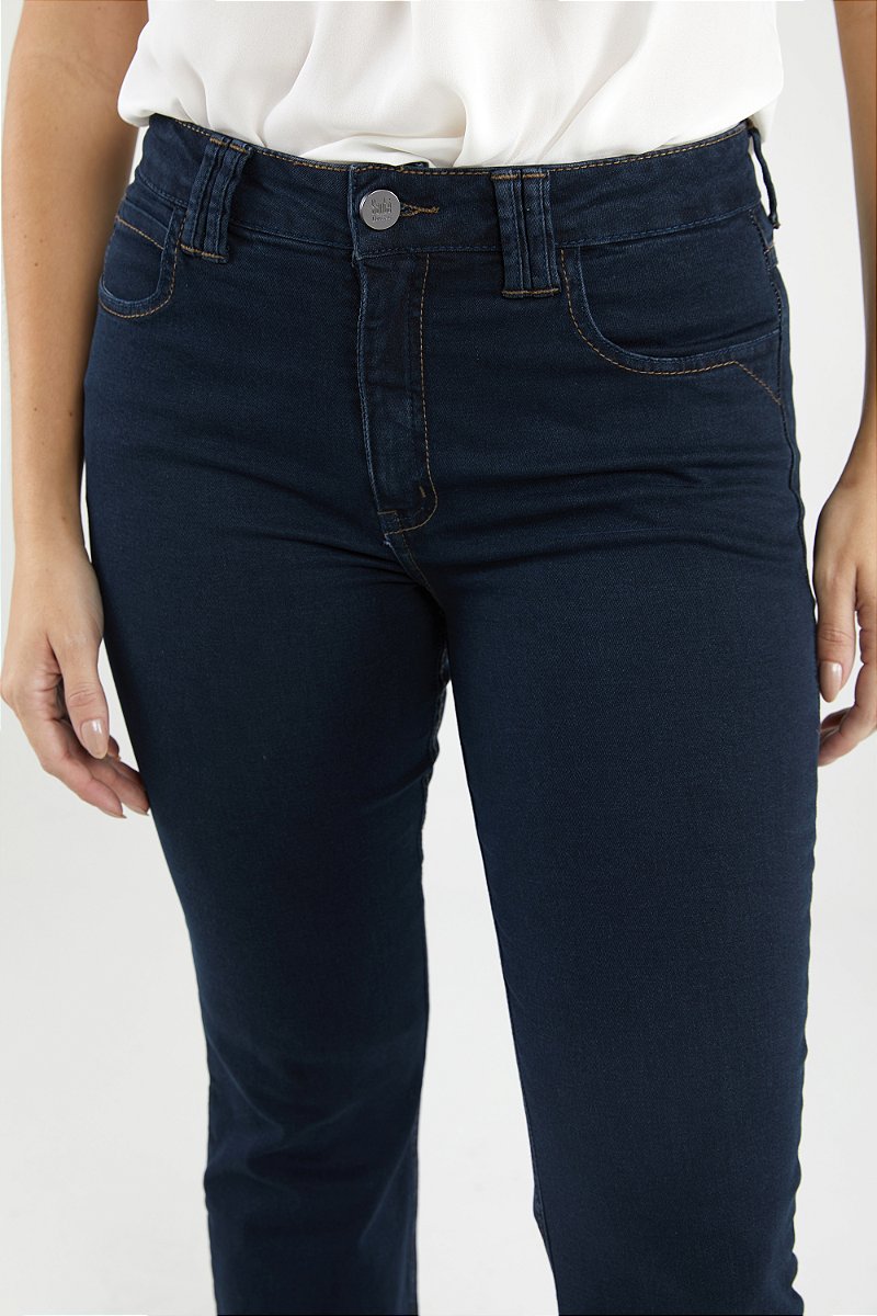 Calça Jeans Pantacourt Black and Blue - Liverpool