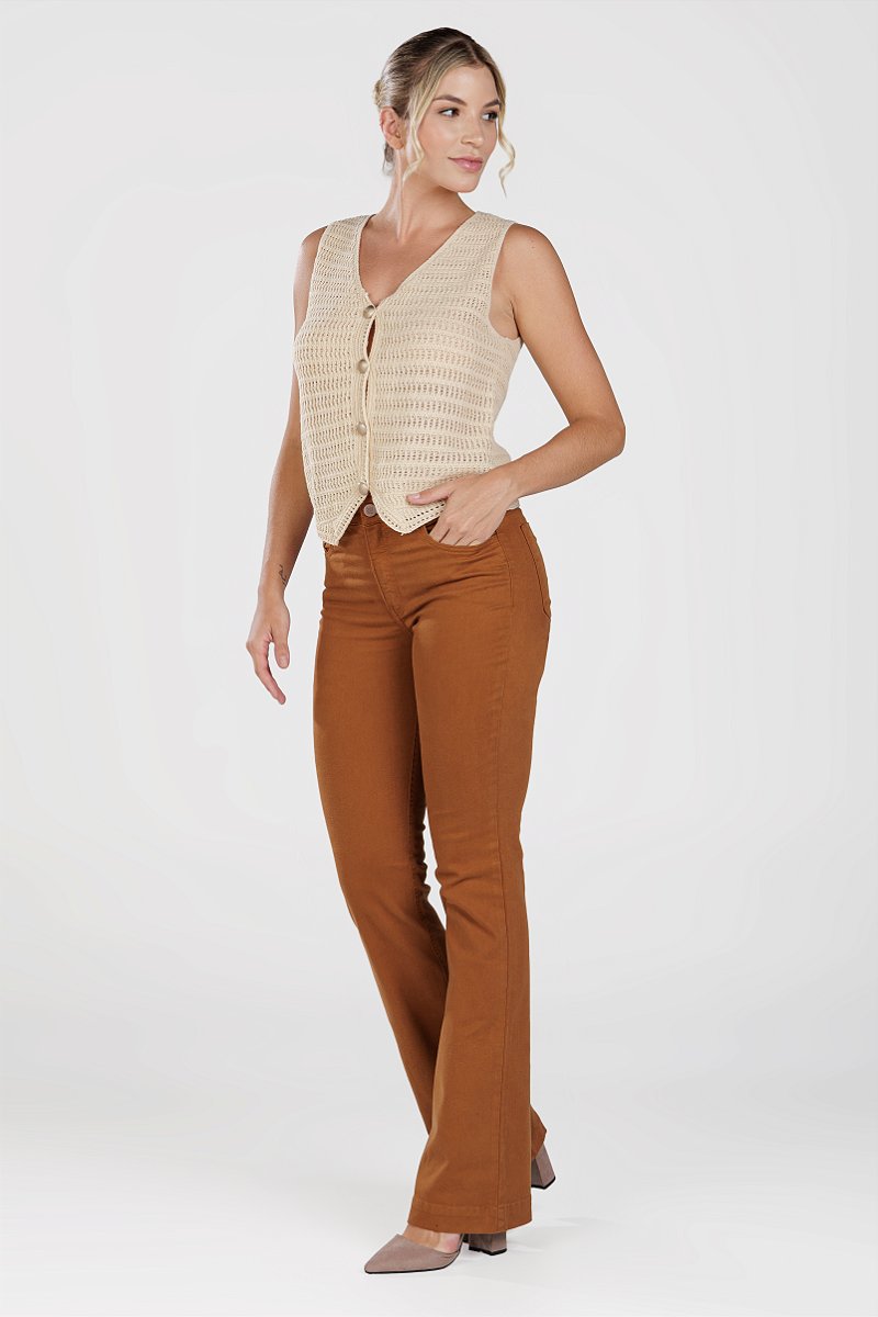 Calça Boot Cut Sarja Telha - Dublin