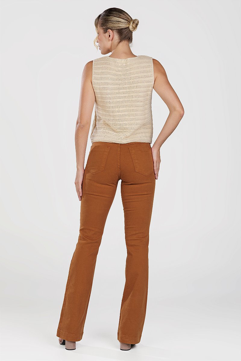 Calça Boot Cut Sarja Telha - Dublin
