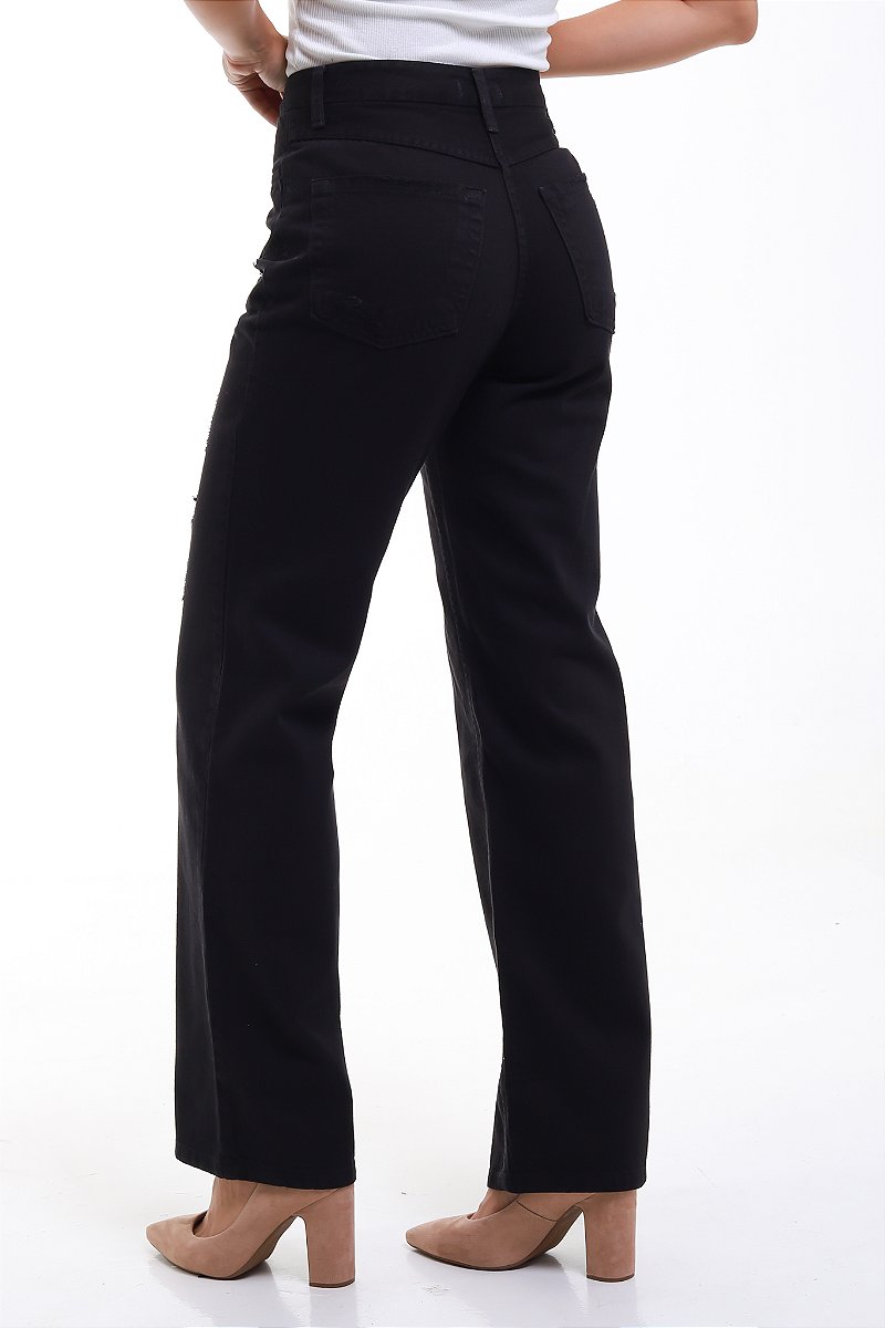 Calça Jeans Wide Leg Preta - Burgos
