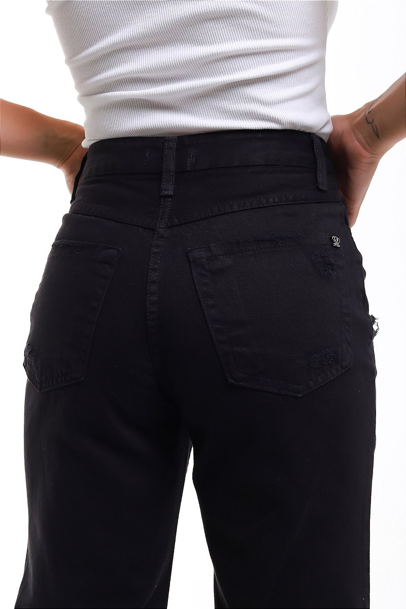 Calça Jeans Wide Leg Preta - Burgos