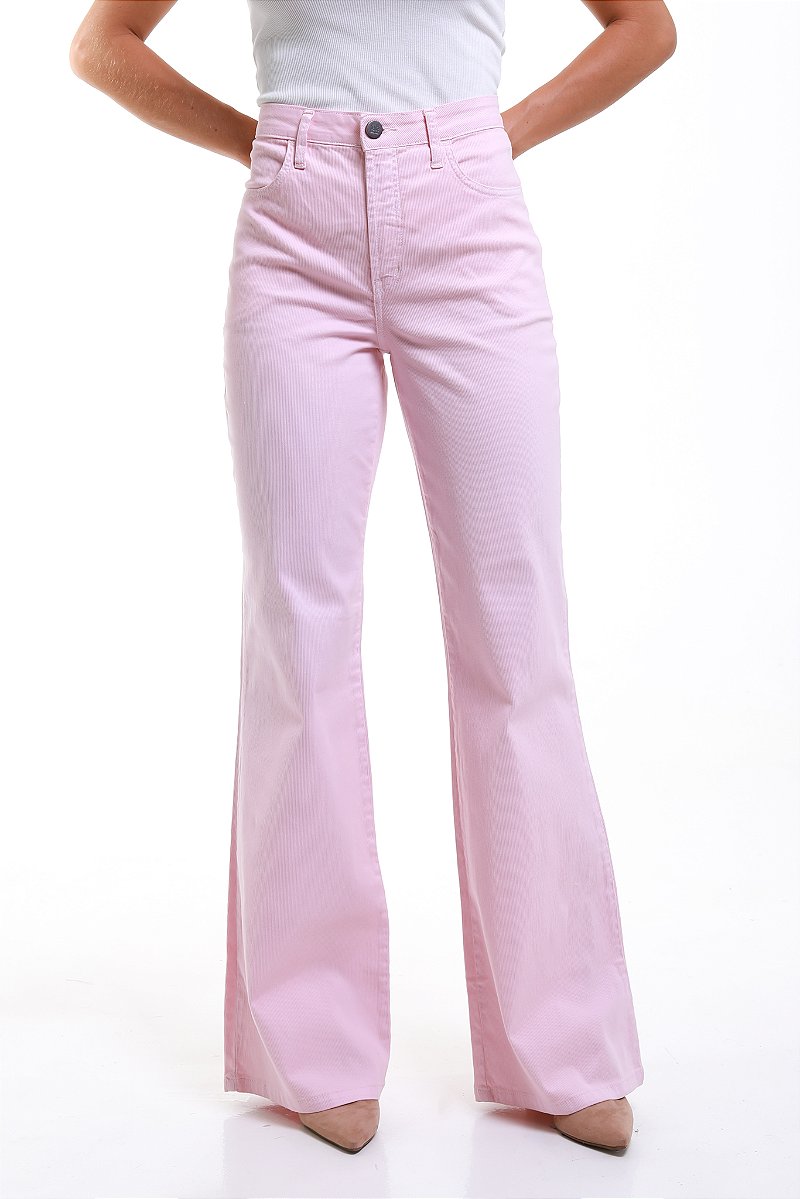 Calça Wide Leg Sarja Cotelê Rosa - Pueblo