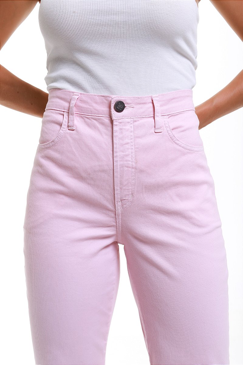 Calça Wide Leg Sarja Cotelê Rosa - Pueblo