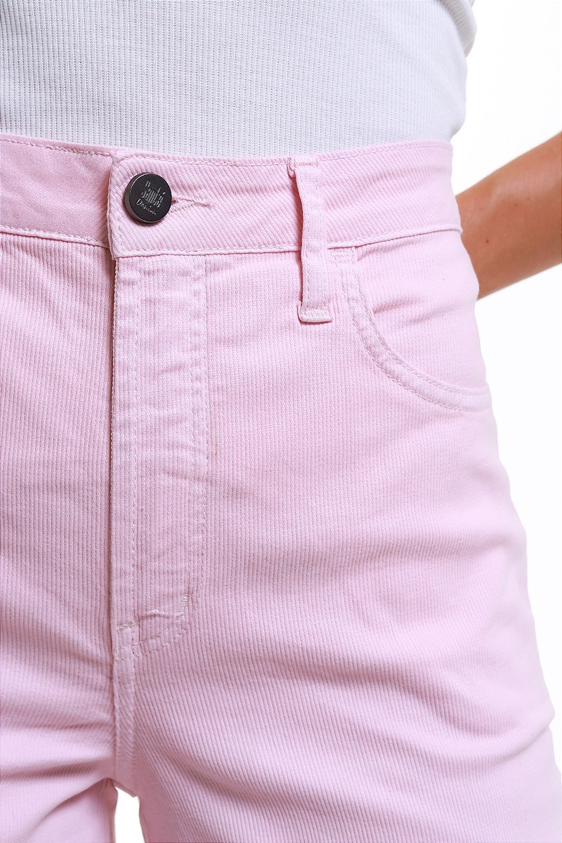 Calça Wide Leg Sarja Cotelê Rosa - Pueblo