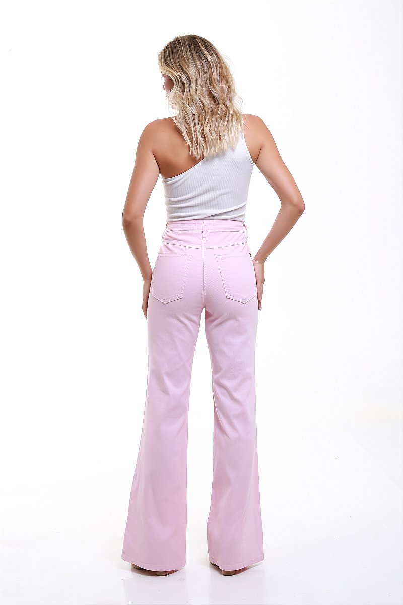 Calça Wide Leg Sarja Cotelê Rosa - Pueblo