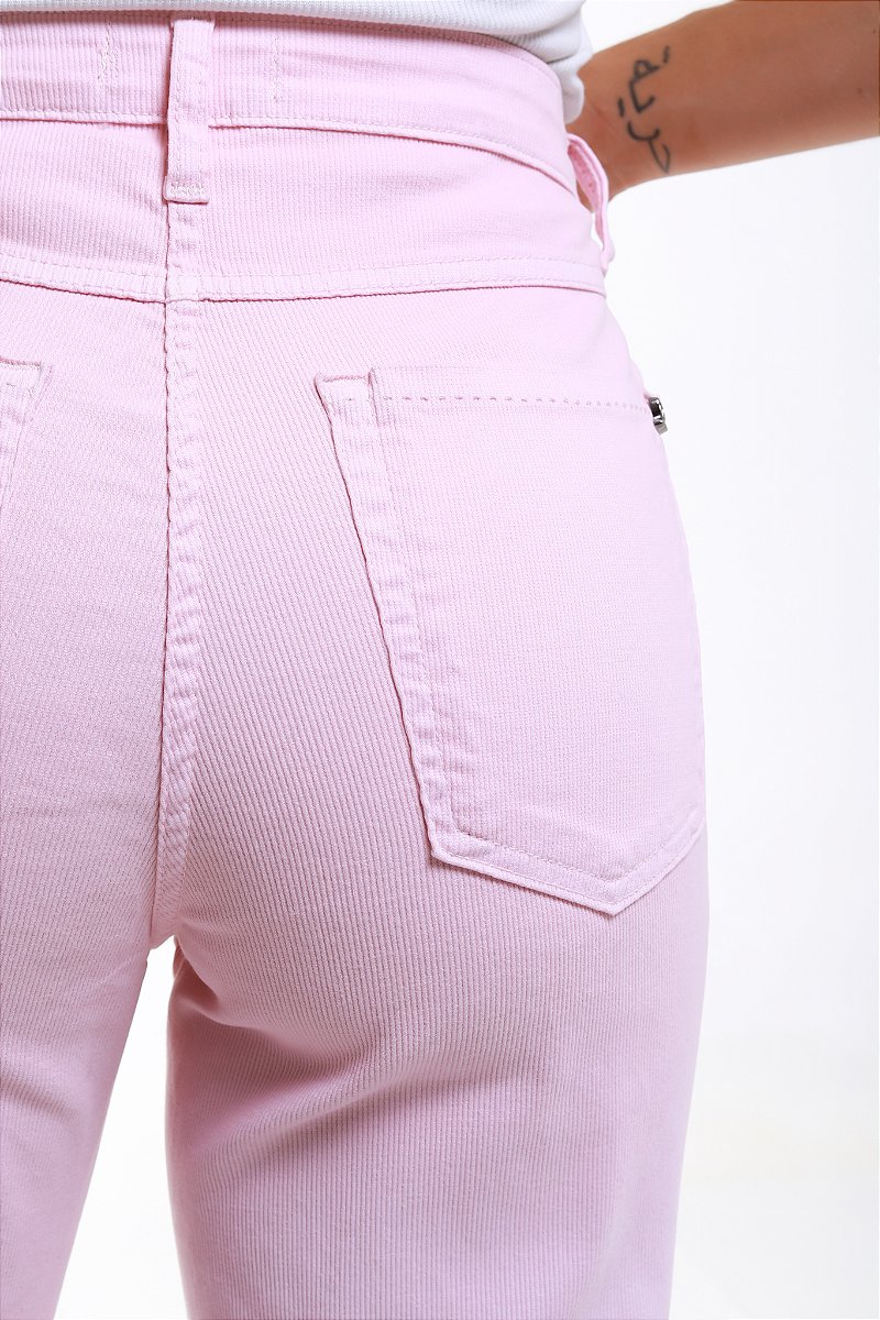 Calça Wide Leg Sarja Cotelê Rosa - Pueblo