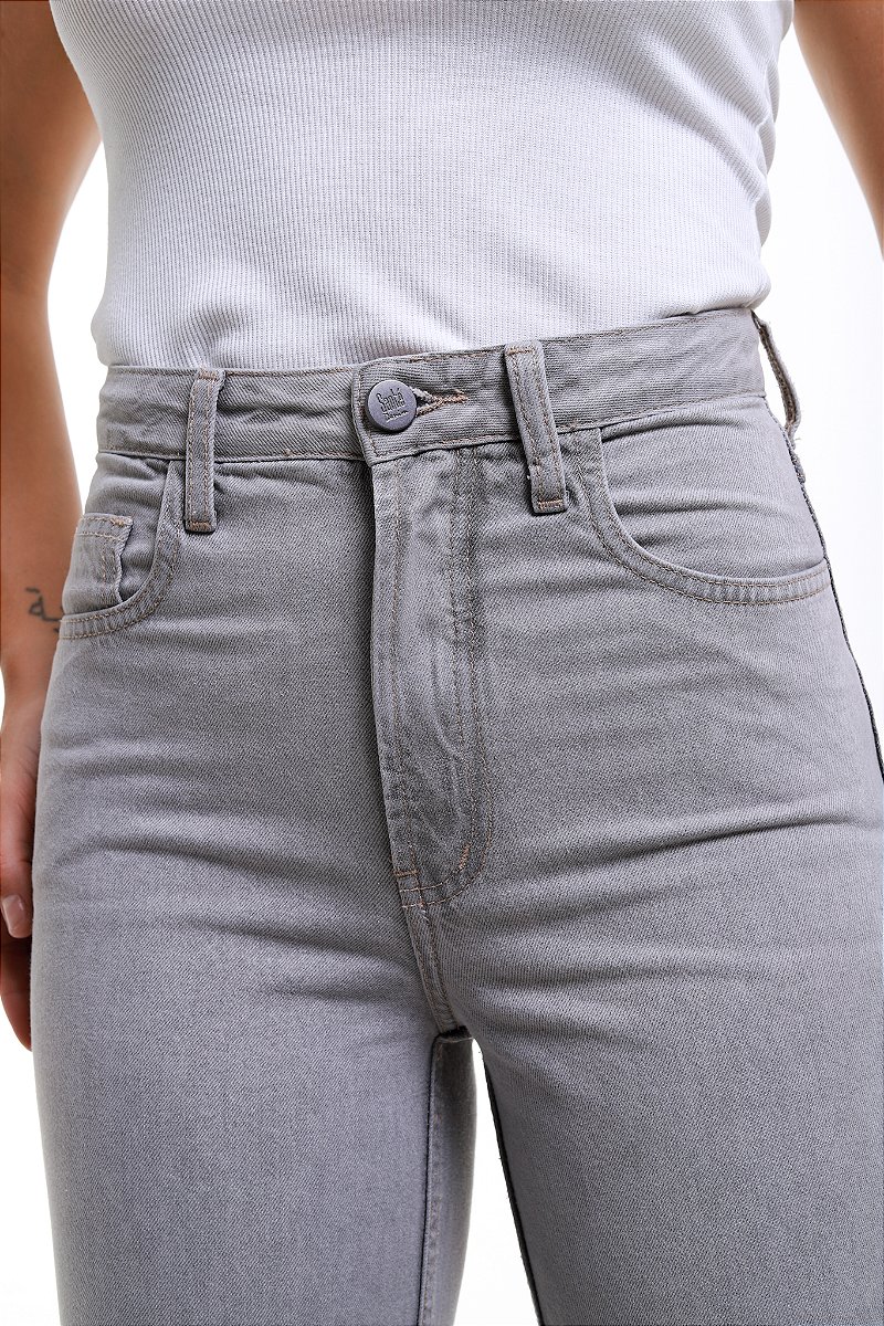 Calça Wide Leg Sarja Cinza - Jaú