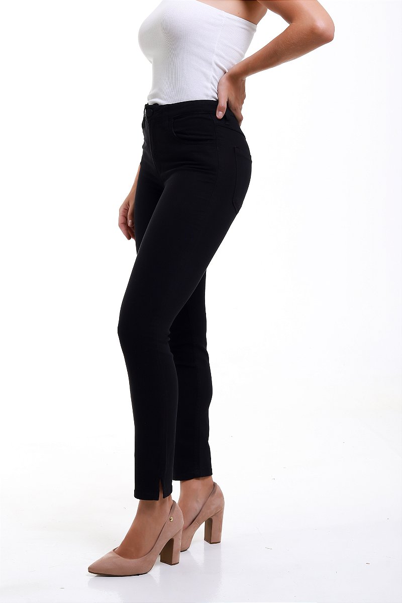 Calça Jeans Preta Skinny com Fenda - Córdoba