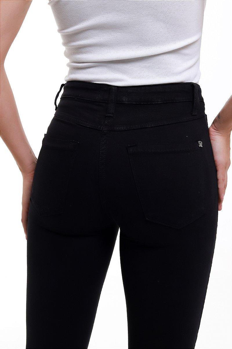Calça Jeans Preta Skinny com Fenda - Córdoba
