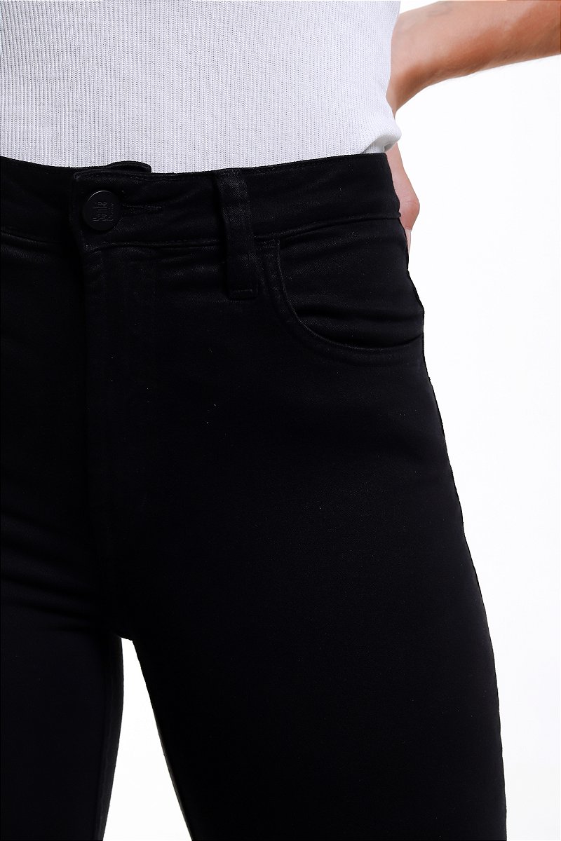 Calça Jeans Preta Skinny com Fenda - Córdoba
