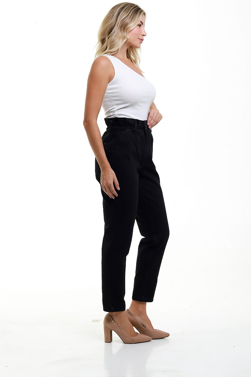 Calça Reta Clochard Sarja Preta - Toledo