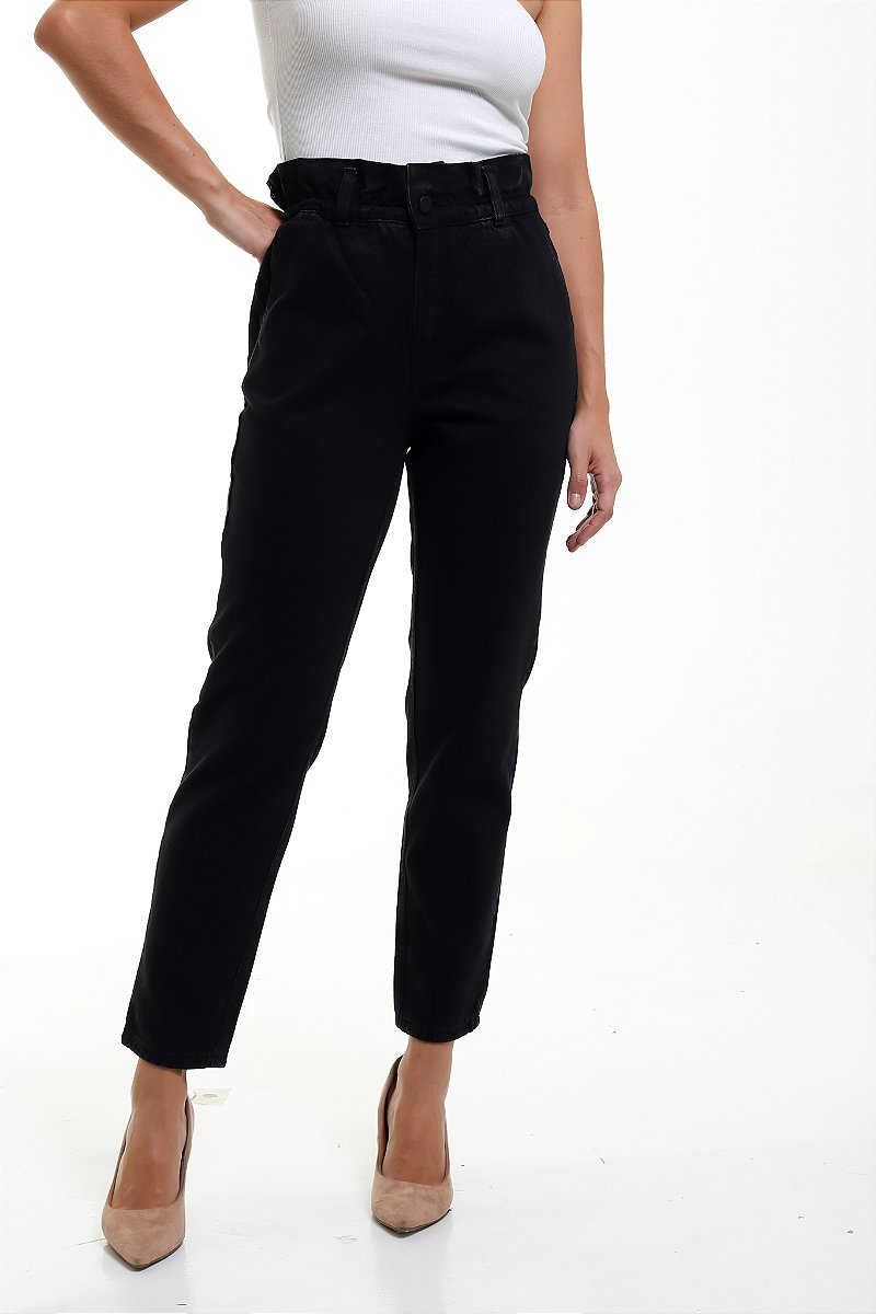 Calça Reta Clochard Sarja Preta - Toledo