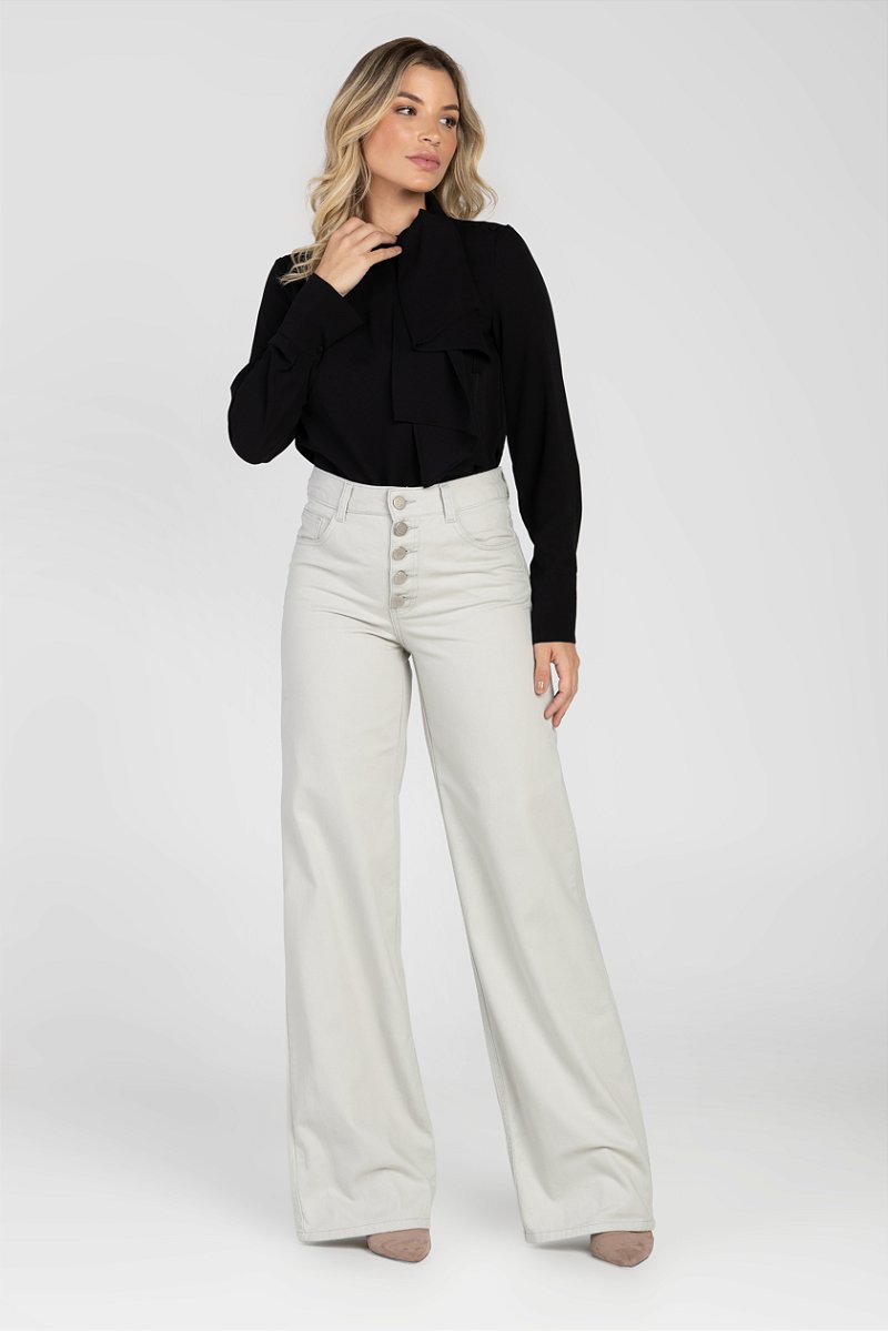 Calça Wide Leg Cinza - Lipe